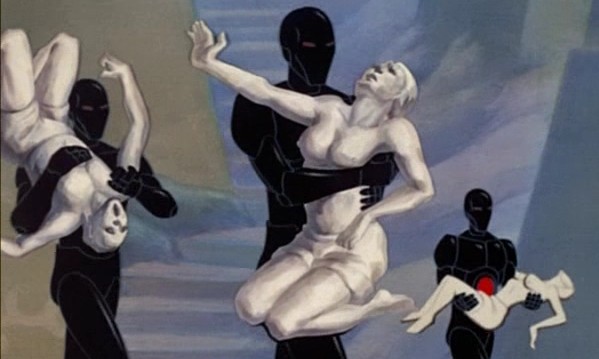 Robotukai išsineša moteris. Kur?